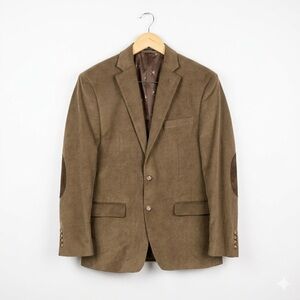 Lauren Ralph Lauren Corduroy Blazer 38R Brown Fox Print Lining Elbow Patches